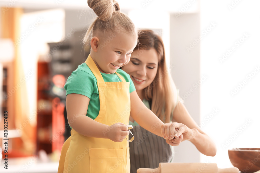 Canvas Prints mother with daughter together in kitchen