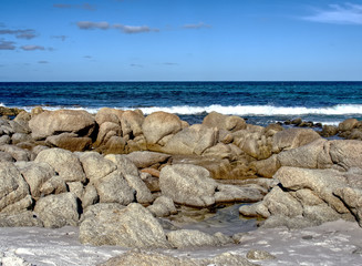 A coastal scene in Tasmania Australia on a bright sunny day