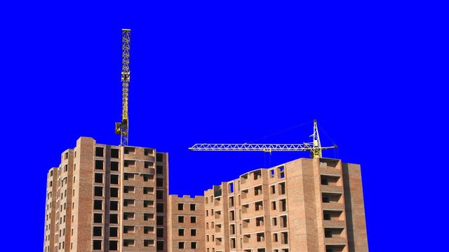 4K whole construction of living building. Animation based on real images, color and design completely changed, green screen, PNG with alpha channel
