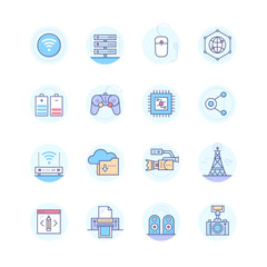 Modern technology - vector line design style icons set
