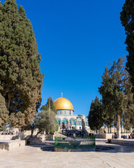 view of Dome of the rock in the Temple Mount, Jerusalem, Israel