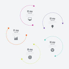 Infographics template 5 options with circle
