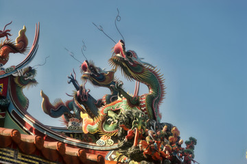 Dragons traditional roof decoration, Taiwan