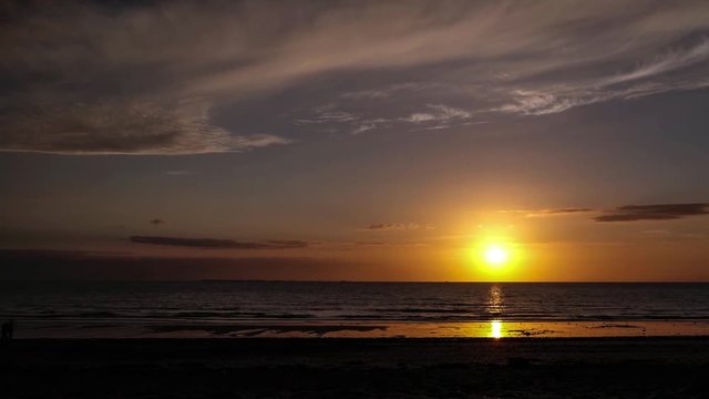 Beautiful sunset at the seaside near Granville, Normandie, France [Time Lapse]