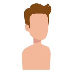 young man shirtless avatar character vector illustration design