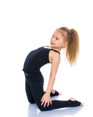 The gymnast prepares to perform the exercise.