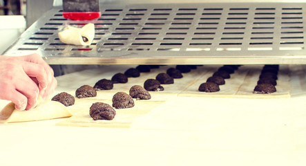 Working on sweet pastry.