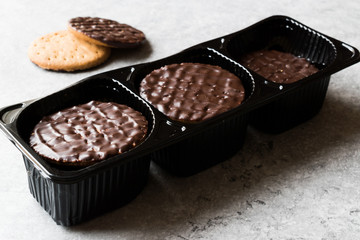 Chocolate Covered Round Jaffa Cookies in Plastic Box / Container