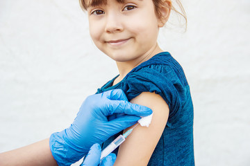 vaccination of children. An injection. Selective focus.  