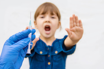 vaccination of children. An injection. Selective focus. 