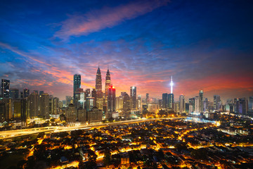 Downtown district Kuala Lumpur city skyline, Kuala Lumpur Malaysia