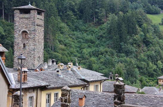 Little village of Gromo, Lombardy, Italy