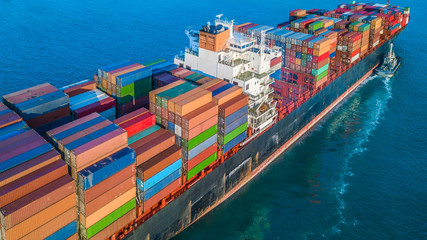 Container cargo ship in import export and business logistic, Logistic and transportation of...