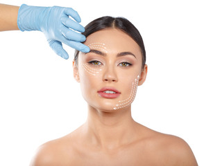 woman with dotted lines on face