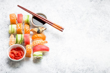 Fototapeta na wymiar Sushi assorted set