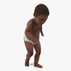 beauty african american baby on white. 3D illustration