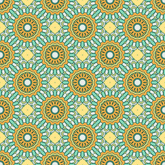 Ethnic floral seamless pattern with mandalas