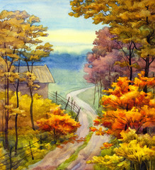 Obraz premium Jesienna scena drogowa