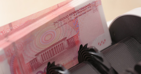  Money counting machine with Chinese hundred RMB