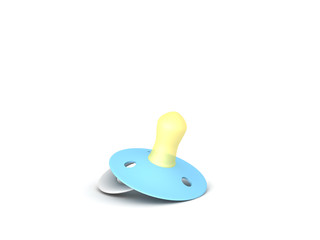 3D illustration of pacifier sitting on the floor