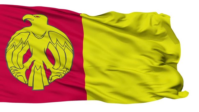 Kirovohrad Oblast flag, Ukraine, realistic animation isolated on white seamless loop - 10 seconds long (alpha channel is included)