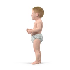 cute baby isolated on white. 3D illustration
