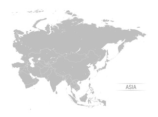 Asia Map Greyscale Vector illustration