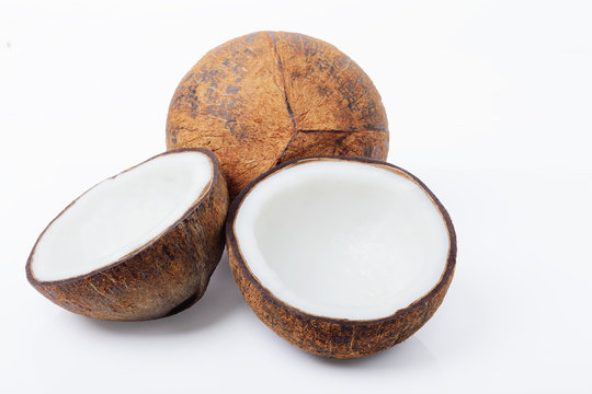Coconuts isolated on white with clipping path.