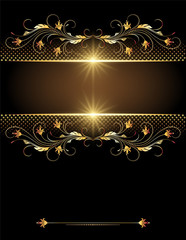 Background with stars and golden ornament