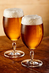 Two glasses of delicious craft beer or lager