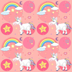 Seamless background design with cute unicorn