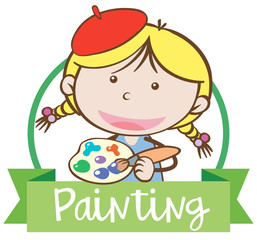 Logo template with girl painting