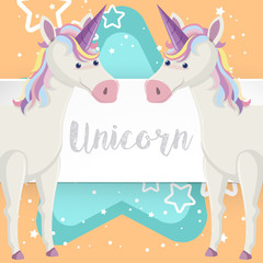 Two unicorns on poster
