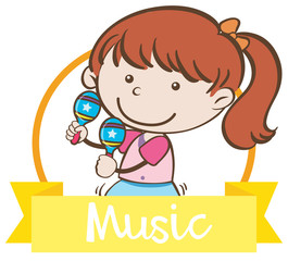 Logo template with girl playing musical instrument