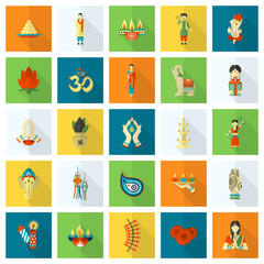 Diwali. Indian Festival Icons