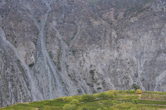 Rocky slopes mountain wall