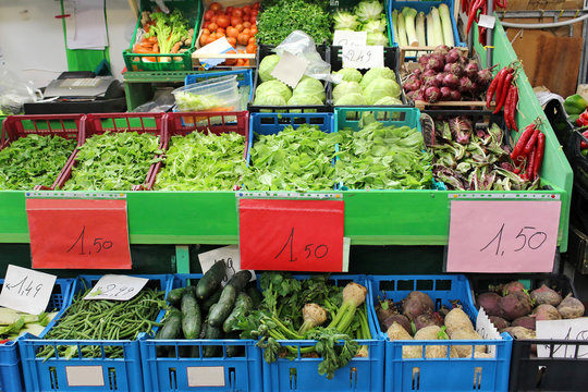 Green vegetables market stall