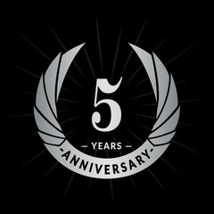5 years anniversary. Elegant anniversary design. 5 years logo.