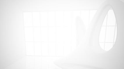White smooth abstract architectural background. 3D illustration and rendering