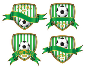 Green Stripe White Football Club Logo design in 4 alternative layout & Ribbon