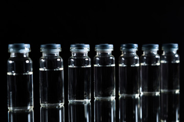 Vaccines and syringes. With a copy of space concept of expensive medicine