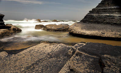 Atlantic coastal landscape at long exposure photography
