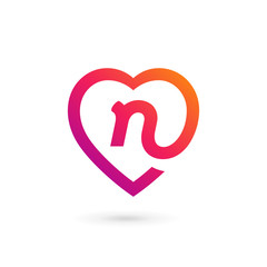 Letter N heart logo icon design template elements