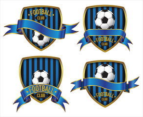 Black Stripe Blue Football Club Logo design in 4 alternative layout & Ribbon
