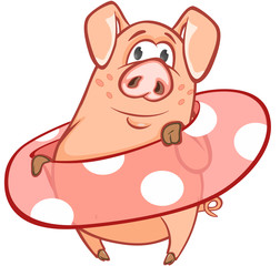 Obraz na płótnie Canvas Illustration of a Cute Pig. Cartoon Character 