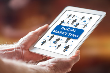 Social marketing concept on a tablet