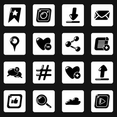 Social network icons set, simple style