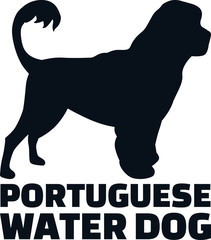 Portuguese water dog silhouette black