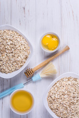 Raw oatmeal with ingredients