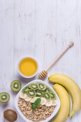 Healthy breakfast oatmeal with fruits